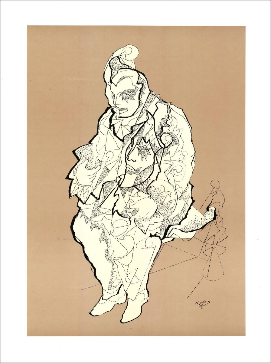 LE YAOUANC Alain - Lithograph "Man sitting" 80x60cm - 1996