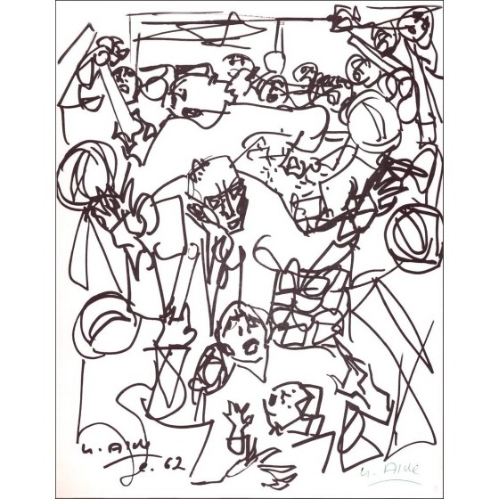 Yvette Alde - Originele litho's "personages" ondertekend met de hand