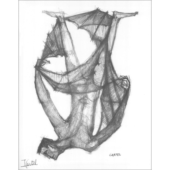 Jacques Cartel - Litografia originale "Uomo uccello" firmato a mano