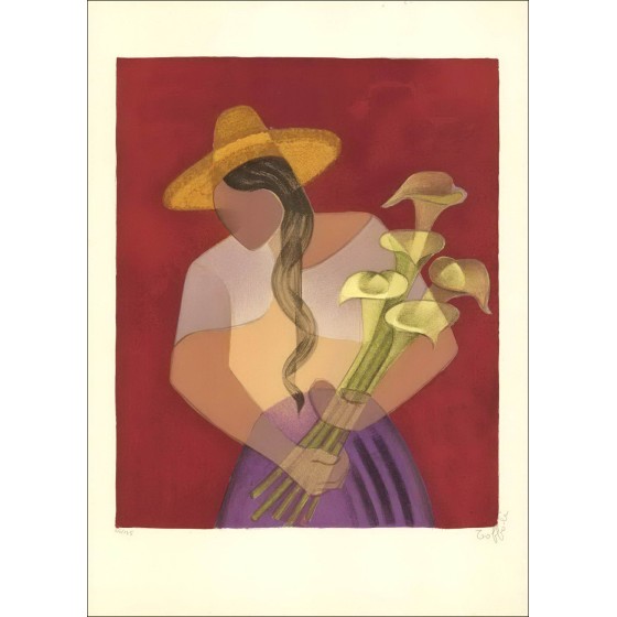 Kaufen Sie Louis Toffoli Mexikaner mit Arums, Original-Lithographie von 1968 