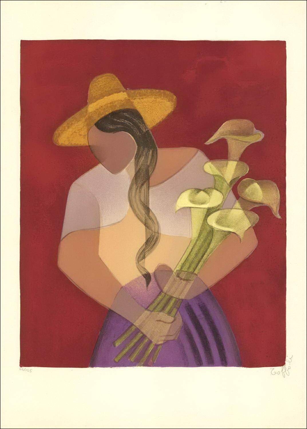 Acquista Louis Toffoli Messicano con Arums, Litografia originale del 1968 