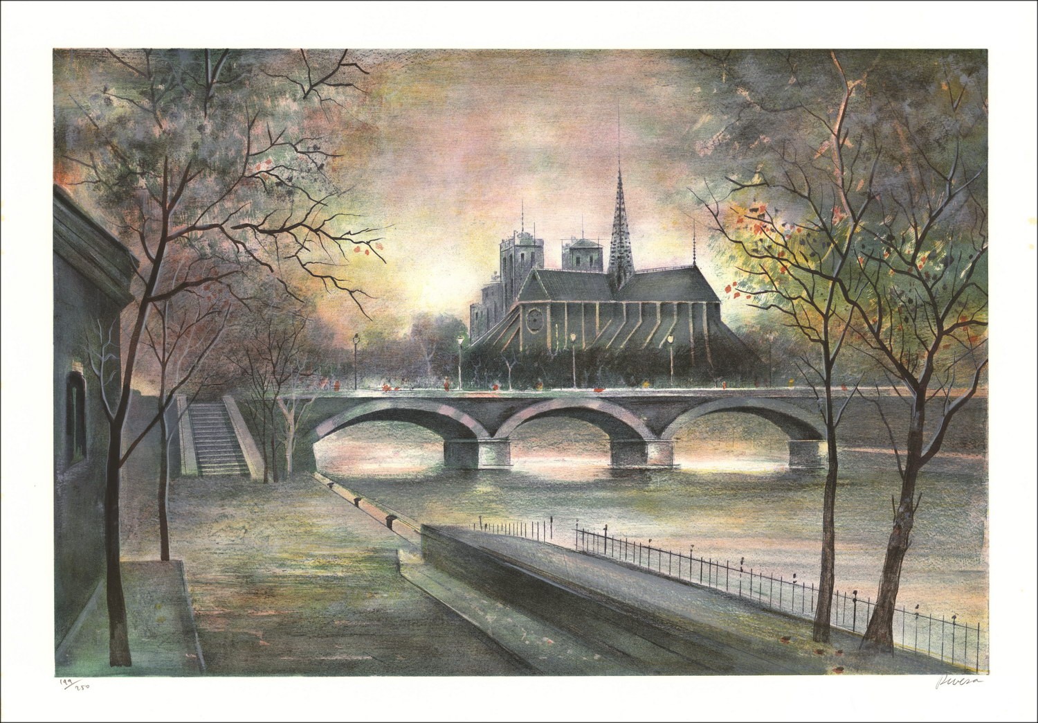 Antonio Rivera - Original-Lithographie "Paris, Notre Dame"