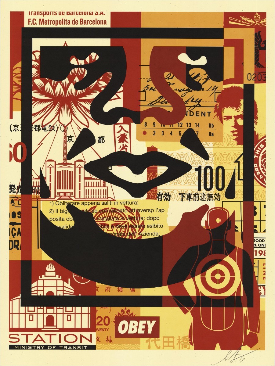 Koop Silkscreen Shepard Fassey Obey Face Collage 02