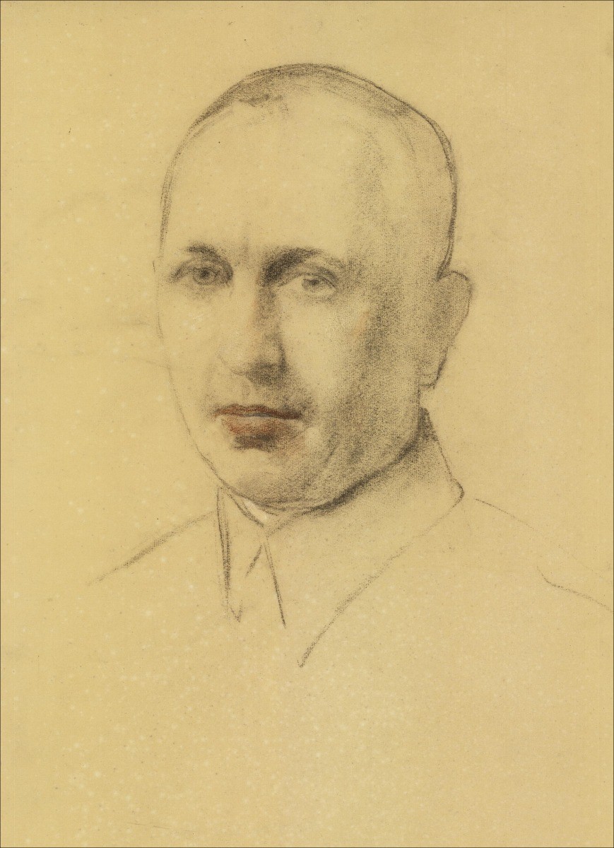 Henri-Joseph Marchal - Dibujo original "Hombre retrato" 53x38cm - circa 1930 