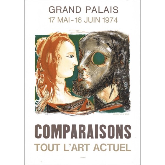 Paul Braig - Lithoh "Tentoonstelling in het Grand Palais, Parijs" 67x48cm - 1974