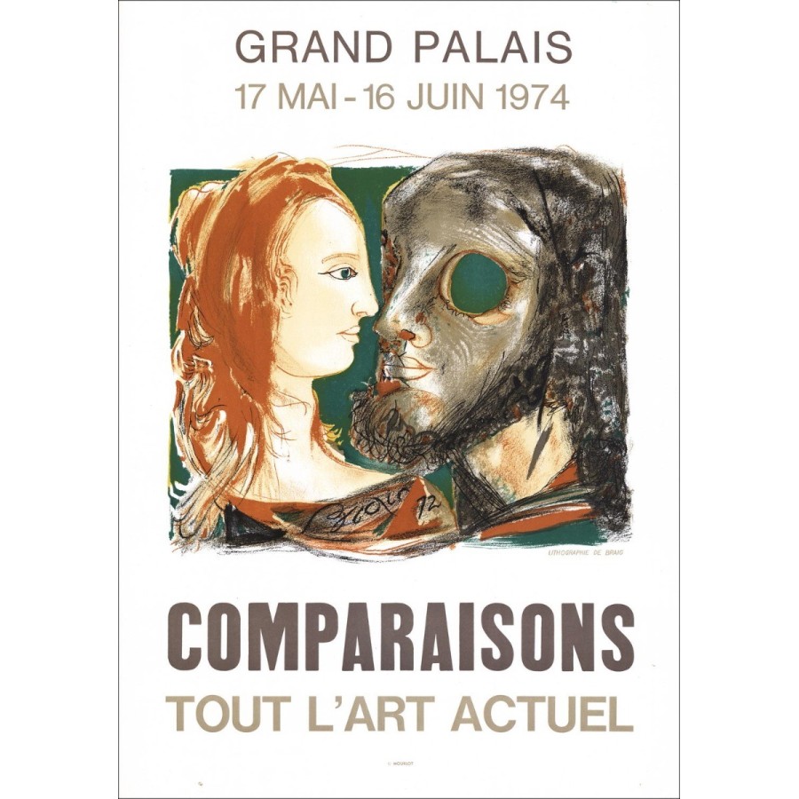 Paul Braig - Litografia "Mostra al Grand Palais, Parigi" 67x48cm - 1974