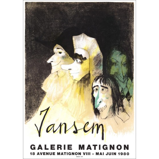 Jean Jansem - Litografía "Exposición, Matignon Gallery, Paris" 76x54cm - 1980