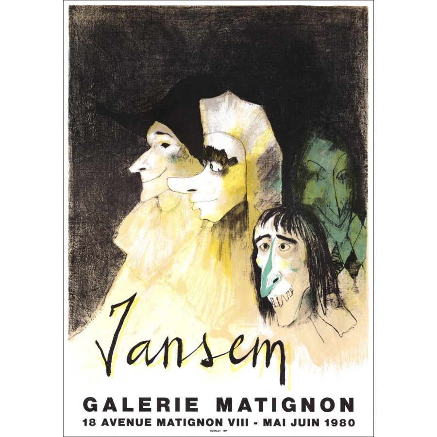 Jean Jansem - Litografia "Esibizione, Galleria Matinton, Parigi" 76x54cm - 1980