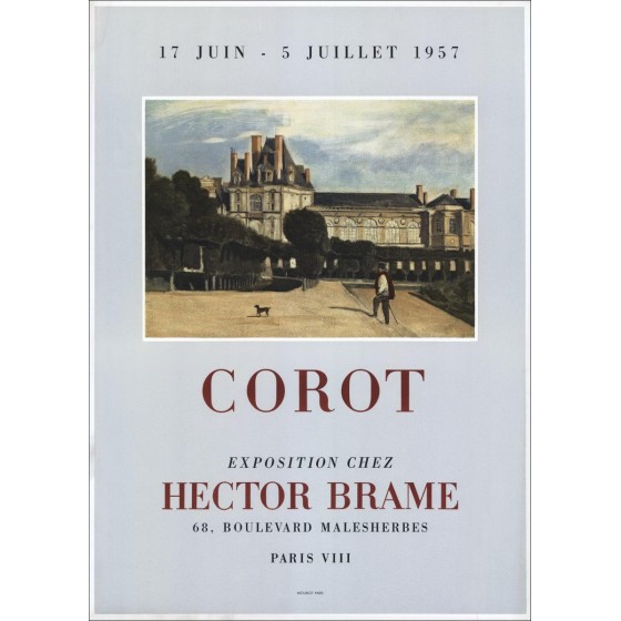 JEAN-BAPTISTE COROT - LITLOGRAFIE "Tentoonstellingsgalerie Hector Brame, Parijs" 58x41cm - 1957