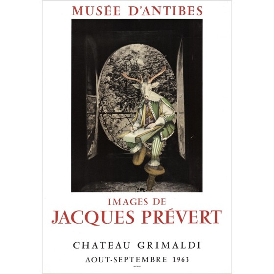 Jacques Prévert - Litografia "Esposizione Castello Grimaldi, Museo di Antibes" 67x46cm - 1963