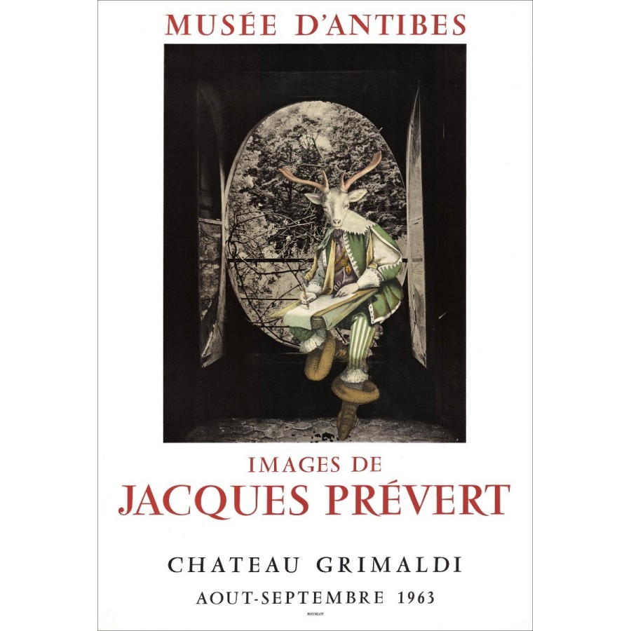 Jacques Prévert - Lithosche "Tentoonstellingskasteel Grimaldi, Museum voor Antibes" 67x46cm - 1963