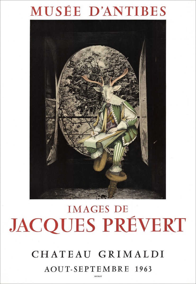 Jacques PRÉVERT - Lithographie "Exposition Château Grimaldi, Musée d'Antibes" 67x46cm - 1963