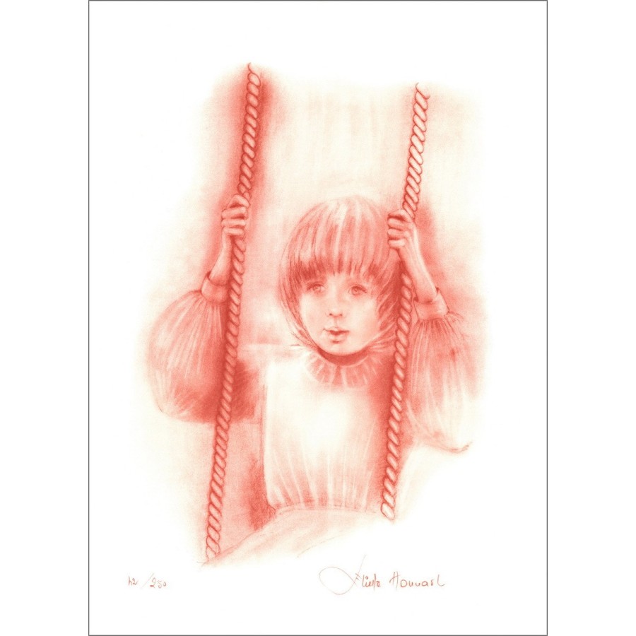 Chica con swing - Litografía original numerada y firmada a lápiz por el artista - Rango de presupuesto, Pequeño Precio, Decoraci