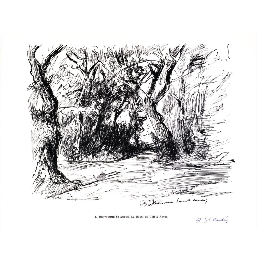 Louis BERTHOMMÉ-SAINT-ANDRÉ - Lithograph signed in ink "Route du Golf à Royan" 27x21cm - 1961