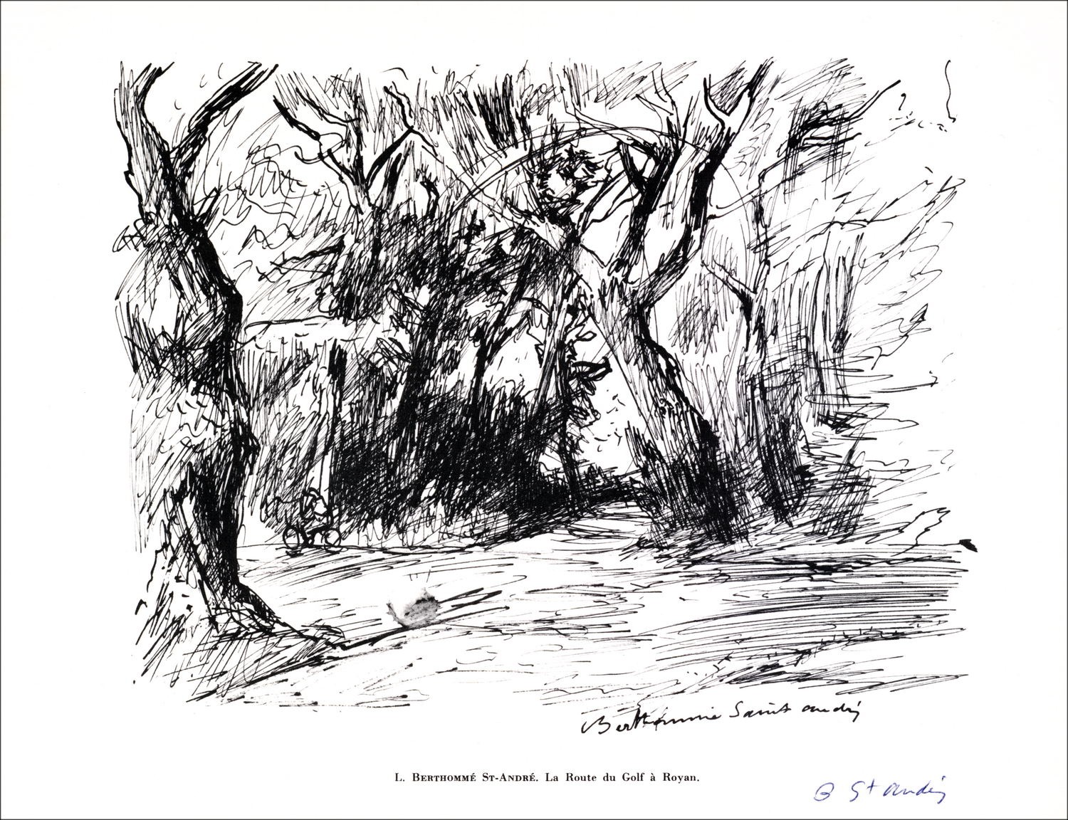 Louis BERTHOMMÉ-SAINT-ANDRÉ - Lithographie signée à l'encre "Route du Golf à Royan" 27x21cm - 1961