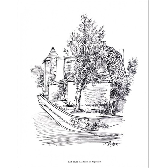 Paul BraG - Lithographie in Tinte unterzeichnet "Das Haus am Taubenschlag" 27x21cm - 1961