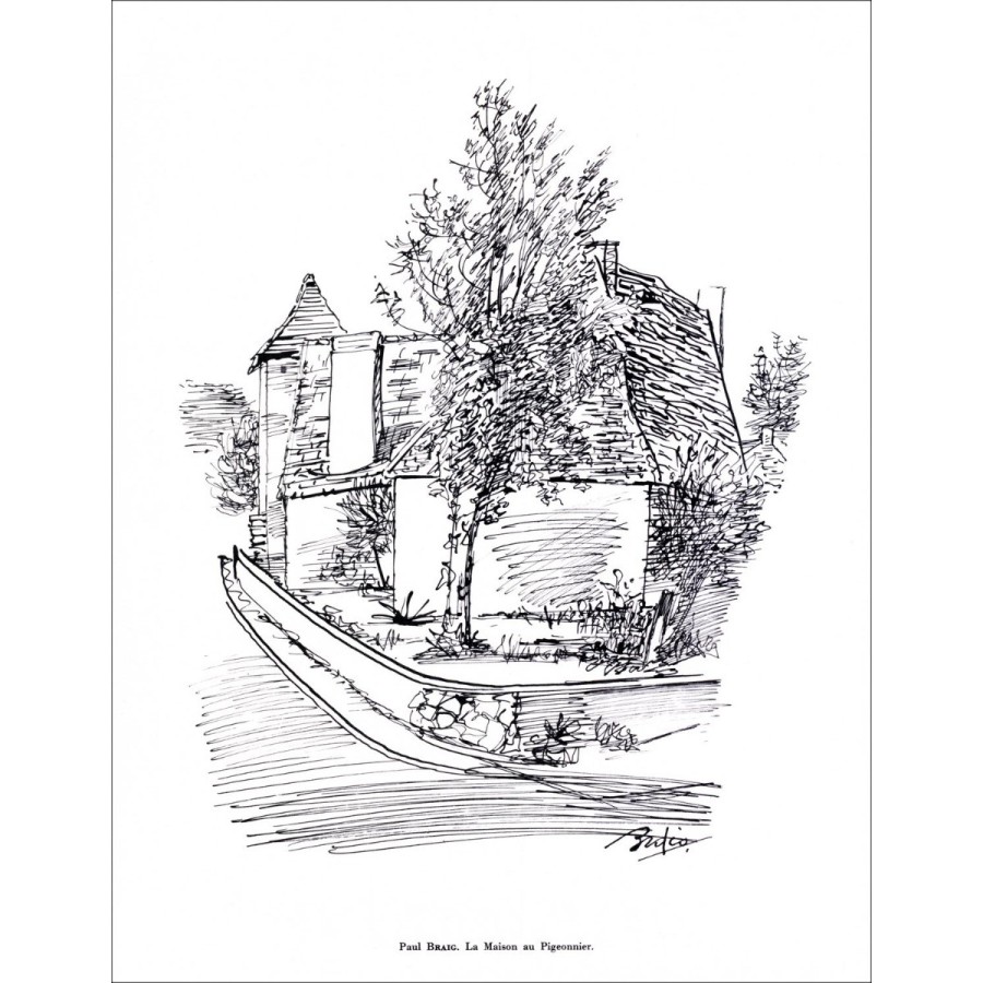 Paul BraG - Lithographie in Tinte unterzeichnet "Das Haus am Taubenschlag" 27x21cm - 1961