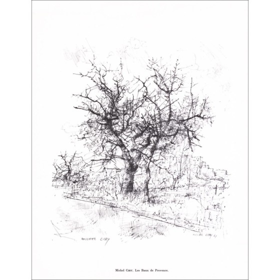 Michel CRY - Lithograph in Bleistift "Les Baux de Provence" 27x21cm - 1961