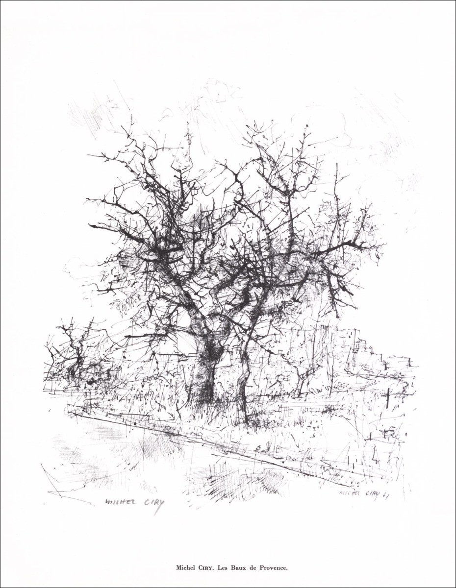 Michel Ciry - Litografía firmada en Lápiz "Les Baux de Provence" 27x21cm - 1961