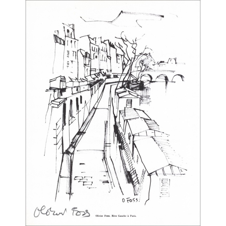 Olivier FOSS - Lithographie signée "Rive gauche à Paris"