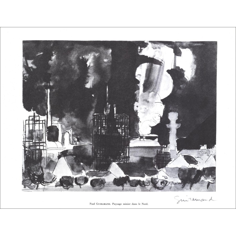 Paul GUIRAMAND - Lithograph signed in pencil "Mining landscape in the north" 27x21cm - 1961