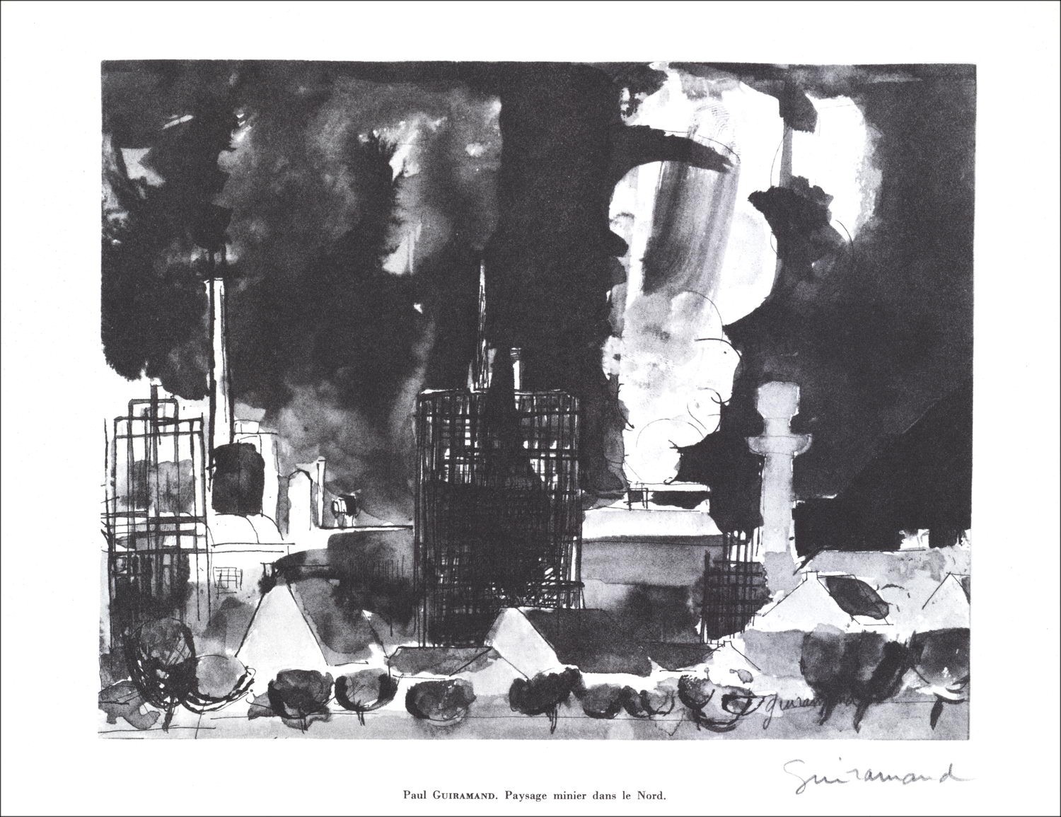 Paul GUIRAMAND - Lithograph signed in pencil "Mining landscape in the north" 27x21cm - 1961