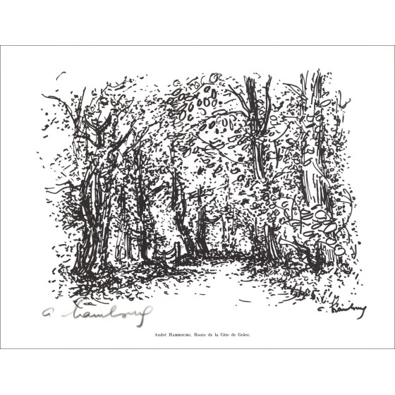 André Hamburg - Lithographie in Bleistift unterzeichnet "Road de la Côte de Grace" 27x21cm - 1961