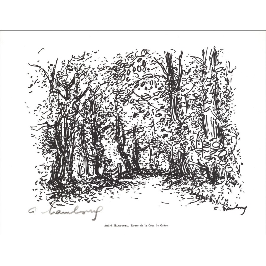 André Amburgo - Litografia firmata a matita "Road de la Côte de Grace" 27x21cm - 1961