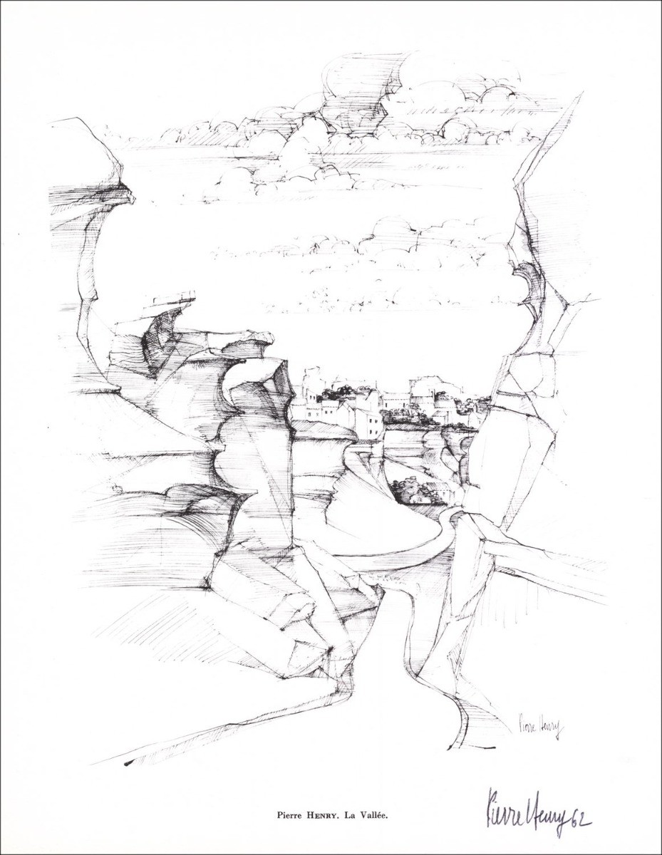 PIERRE-HENRY - Lithograph signed in pencil "The valley" 27x21cm - 1961