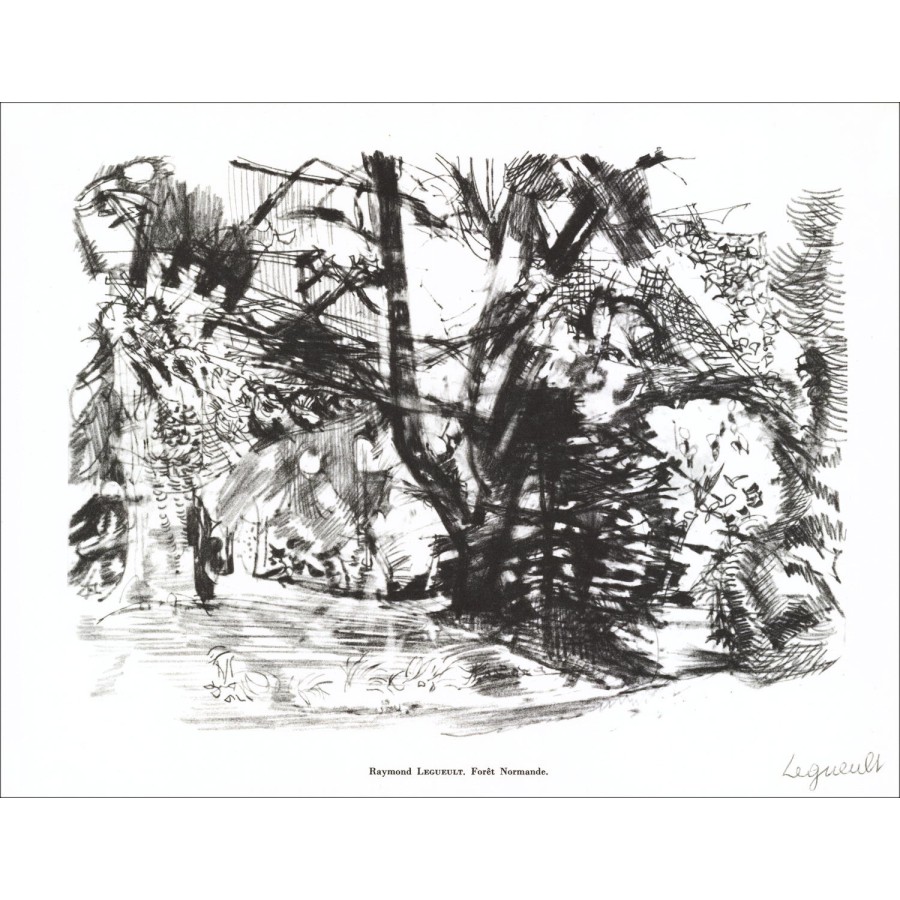 Raymond LEGUEULT - Lithograph signed in pencil "Forêt Normande" 27x21cm - 1961