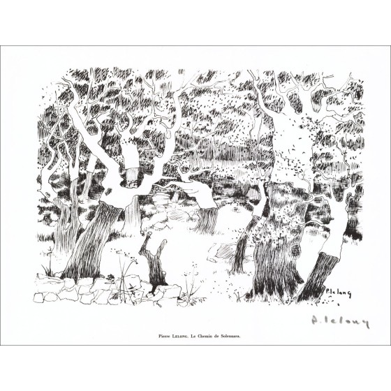 Pierre Lelong - Lithografie ondertekend in potlood "het pad van Solenzara" 27x21cm - 1961