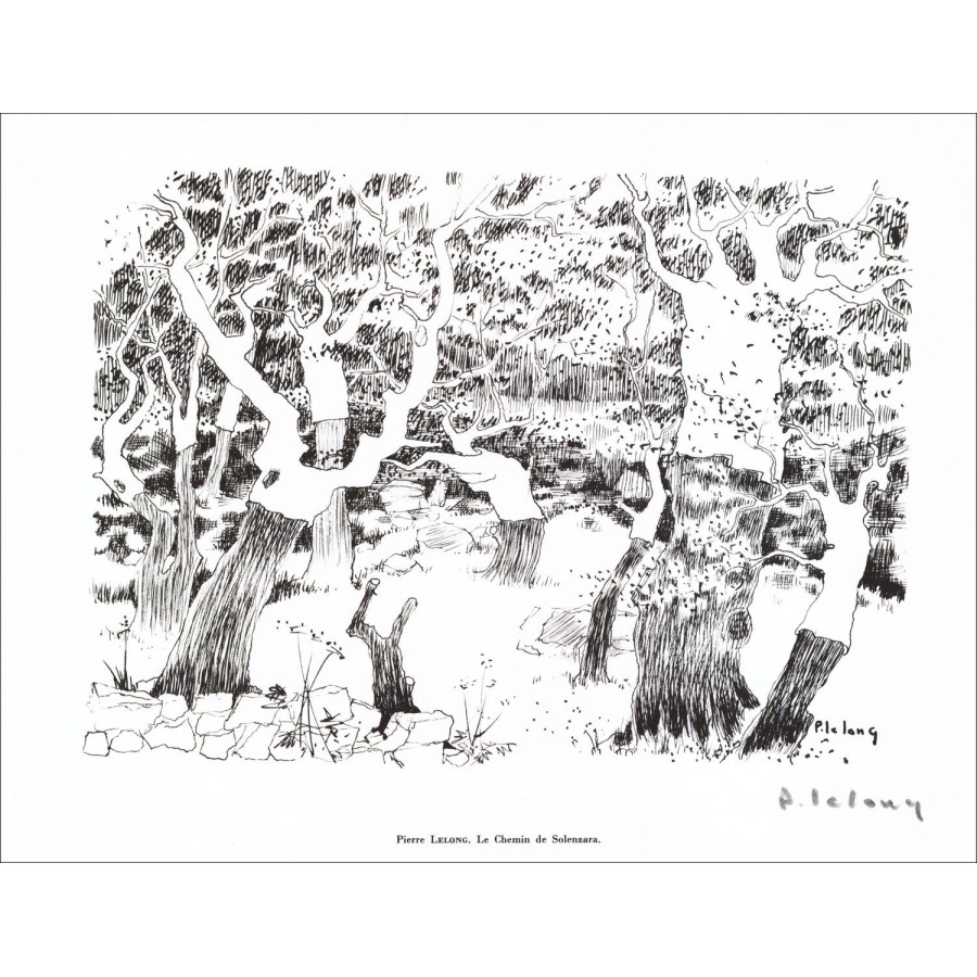 Pierre Lelong - Lithografie ondertekend in potlood "het pad van Solenzara" 27x21cm - 1961