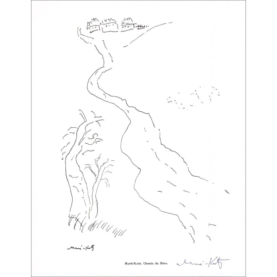 MANÉ-KATZ - Lithographie unterzeichnet "Route du Traum" 27x21cm - 1961