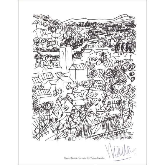 Blasco Mentore - Litografia firmata a matita "Route 554 Toulon / Brignoles" 27x21cm - 1961