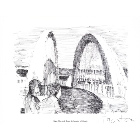 Roger MONTANÉ - Litografia firmata a matita "Rotta da Lannion a Paimpol" 27x21cm - 1961