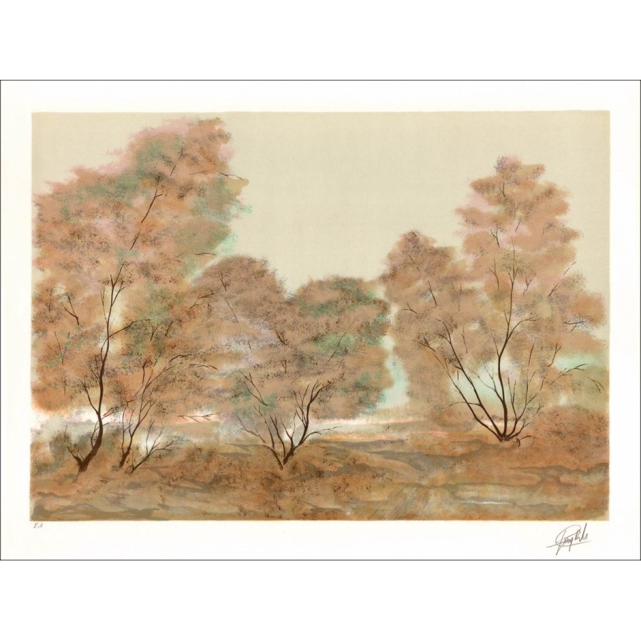 The trees - Original lithograph numbered and signed in pencil by the artist - Budget range, low price, decoration, artwork