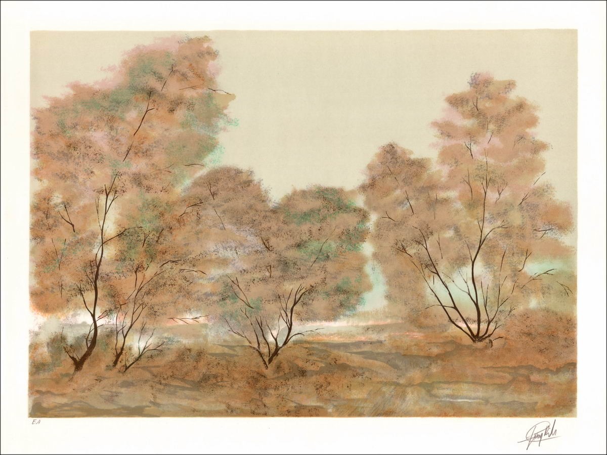 Die Bäume - Original-Lithographie nummeriert und unterzeichnet in Bleistift des Künstlers - Budgetbereich, kleiner Preis, Dekora