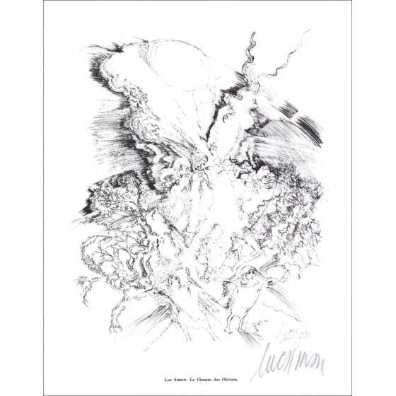 Luc SIMON - Litografia firmata a matita "Il cammino degli ulivi" 27x21cm - 1961