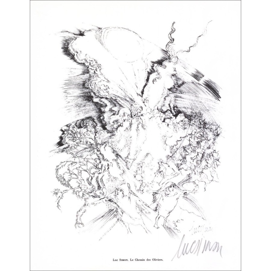 Luc SIMON - Lithograph signed in pencil "Le chemin des oliviers" 27x21cm - 1961