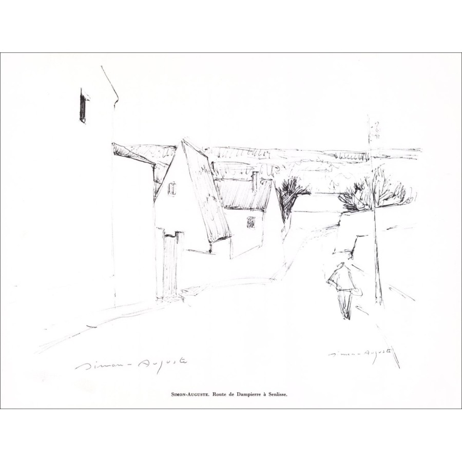 SIMON-AUGUSTE - Litografia firmata a matita "Ruta da Dampierre a Senlisse" 27x21cm - 1961