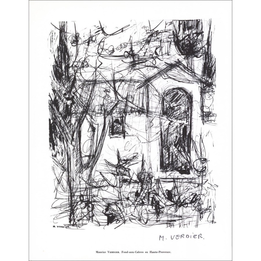 Maurice VERDIER - Lithograph signed in pencil "Fond aux cabres en Provence" 27x21cm - 1961