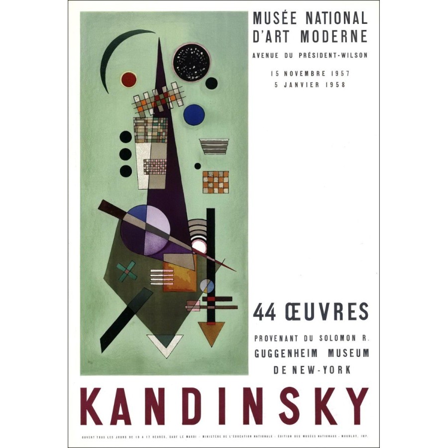 Vassily Kandinsky - Litografia "Mostra Museo Nazionale dell'arte Moderna, Parigi" 73x51cm - 1957 - Manifesto Mourlot