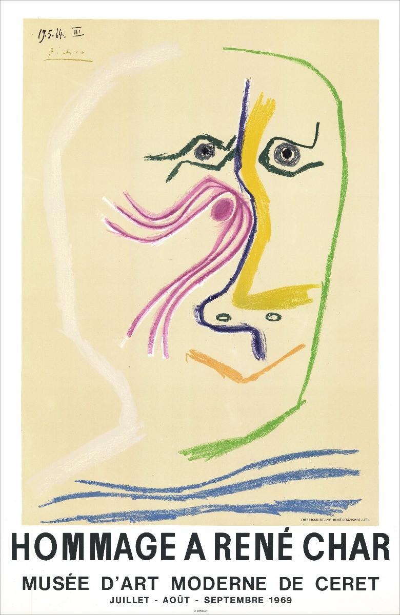 Purchase Lithograph Pablo PICASSO Exhibition Homage to René Char, Ceret 1969