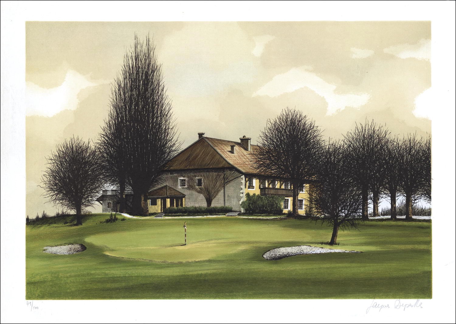 Jacques Deperthes - Originele Litho "Het huis op de golf" 53x75cm