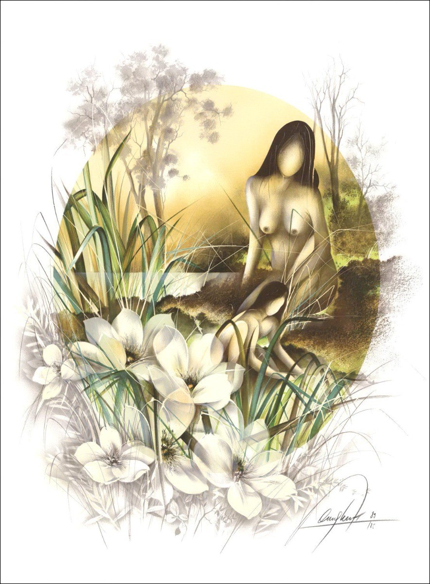 Buy Women with Water Lilies Raymond POULET Original Lithograph