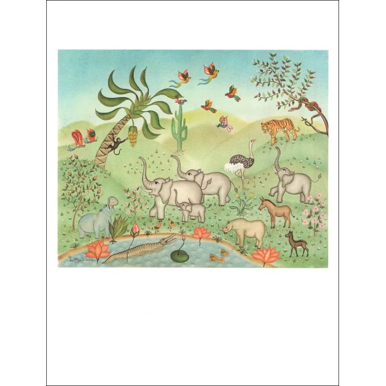 The Animals of the Jungle - Lith Origin Original geteld en gesigneerd met potlood door de kunstenaar