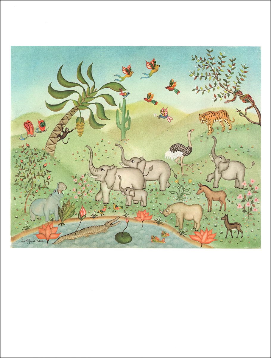 Animali della giungla - Litografia originale numerata e firmata a matita dall'artista - Gamma di budget, prezzo piccolo, arredam