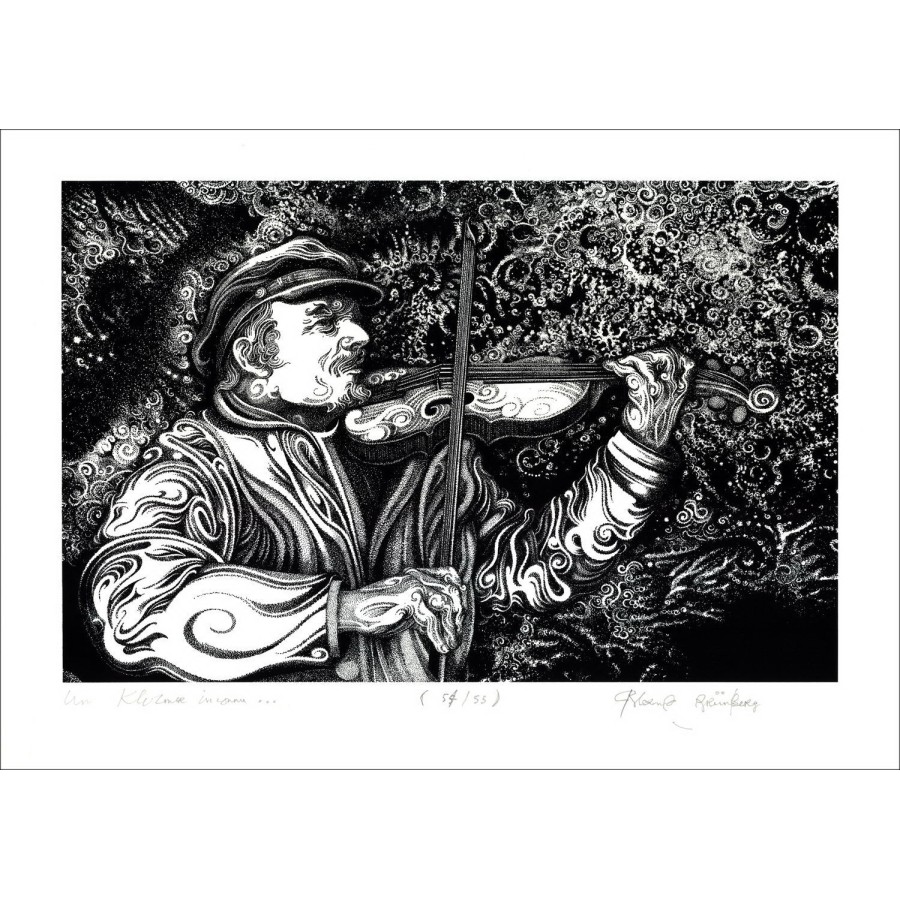 Roland GRÜNBERG - Original Lithograph "Un Klezmer unknown" 29x41cm