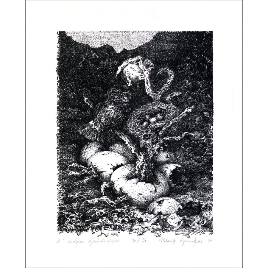 Roland GRÜNBERG - Original Lithograph "The Family Tree" 39x32cm