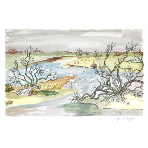 Acquista la litografia originale Yves View View of Provence Herons